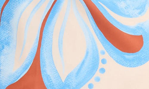 Donna Morgan Floral Square Neck A-line Maxi Dress In Sunset/cornflower Blue