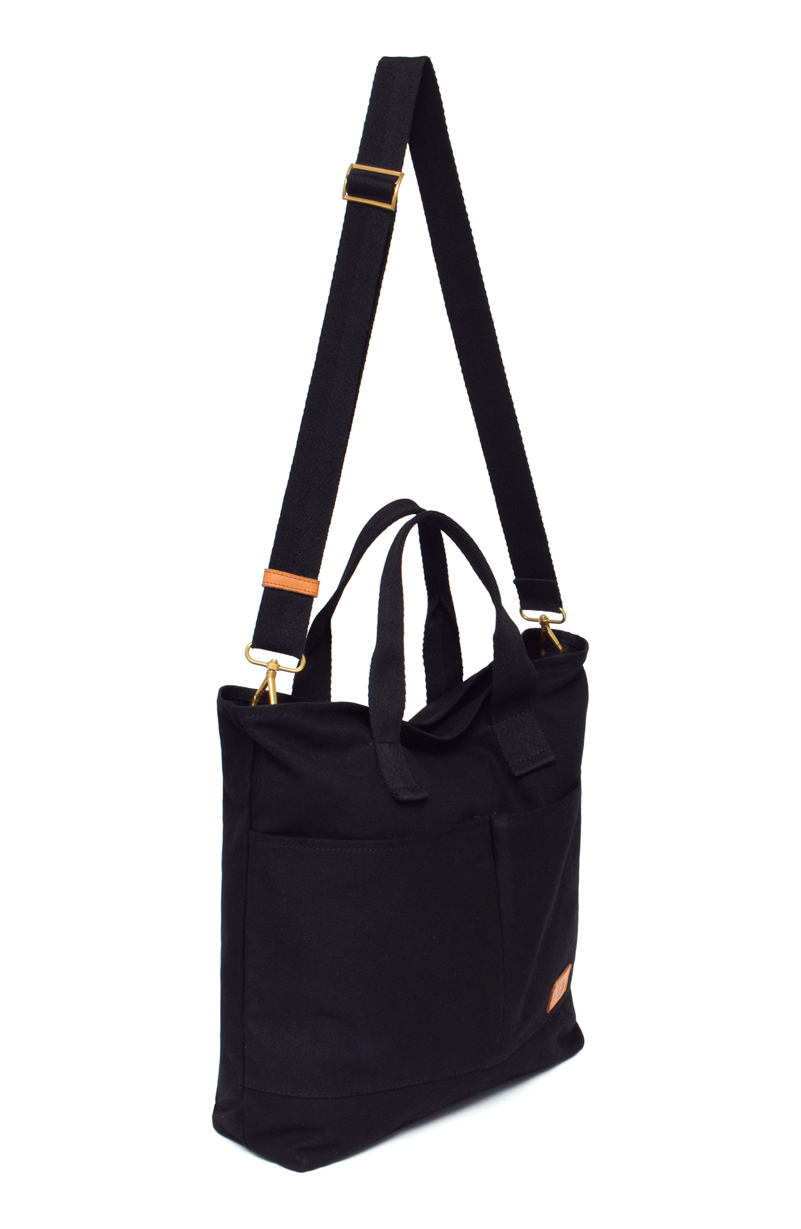 New Amsterdam Leatherworks Ayla Canvas Tote Bag, Alternate, color, Black