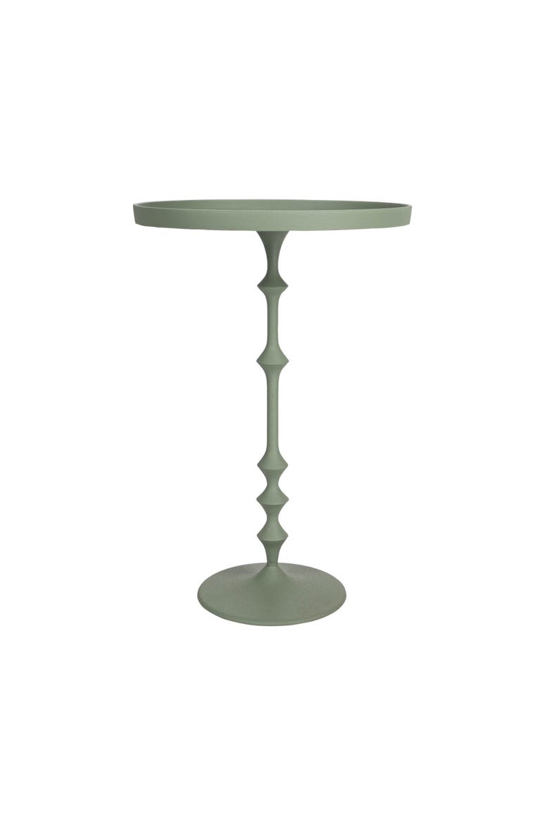 Metal Round Table with Sculptural Silhouette, Alternate, color, Green