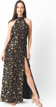 RAAS Leontine Halter Brocade Gown