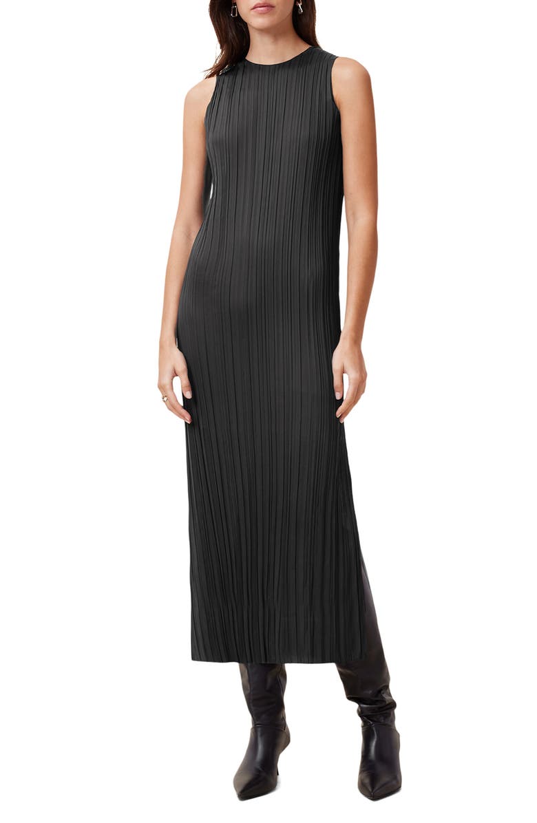 AllSaints Vittoria Merino Wool High-Low Sweater & Micropleat Midi Dress Set, Main, color, 