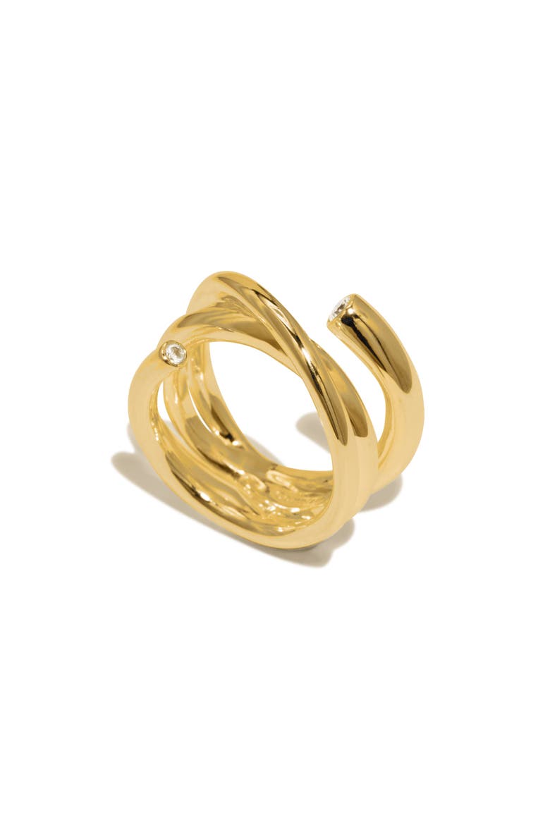Coil Cubic Zirconia Ring, Alternate, color, 18CT GOLD PLATED