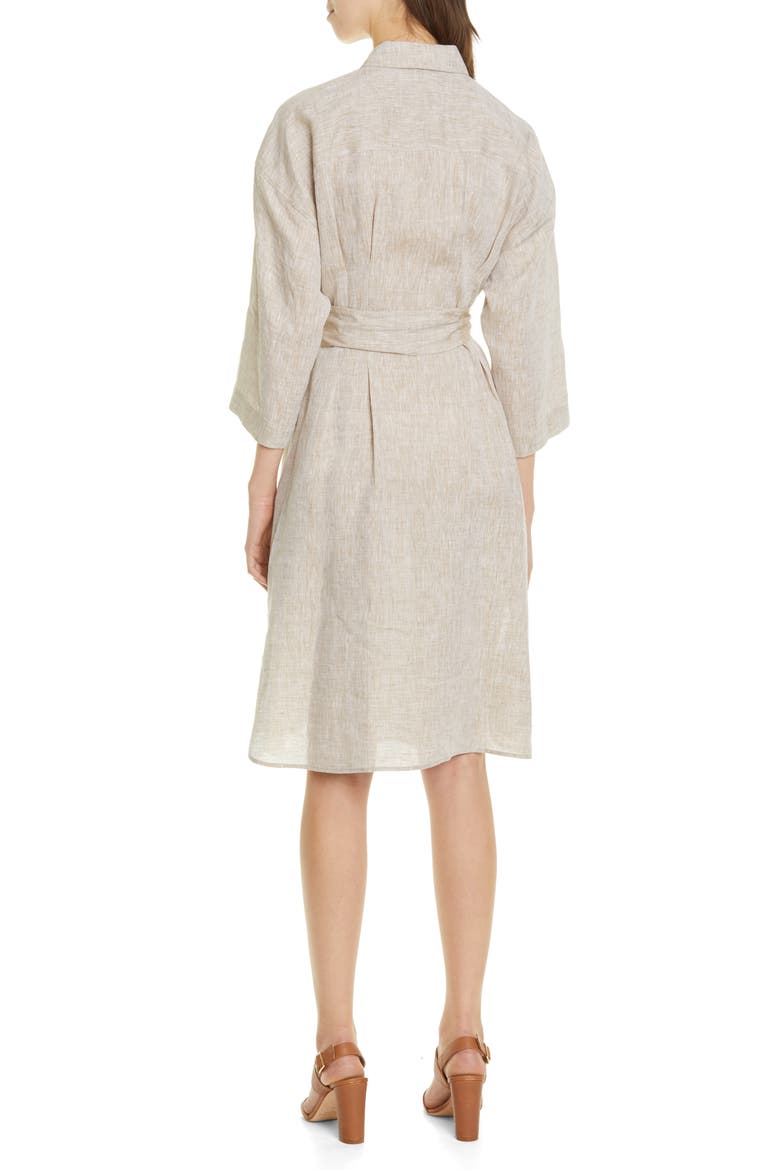 Rhodes Illustrious Linen Shirtdress, Alternate, color, SHIITAKE MELANGE