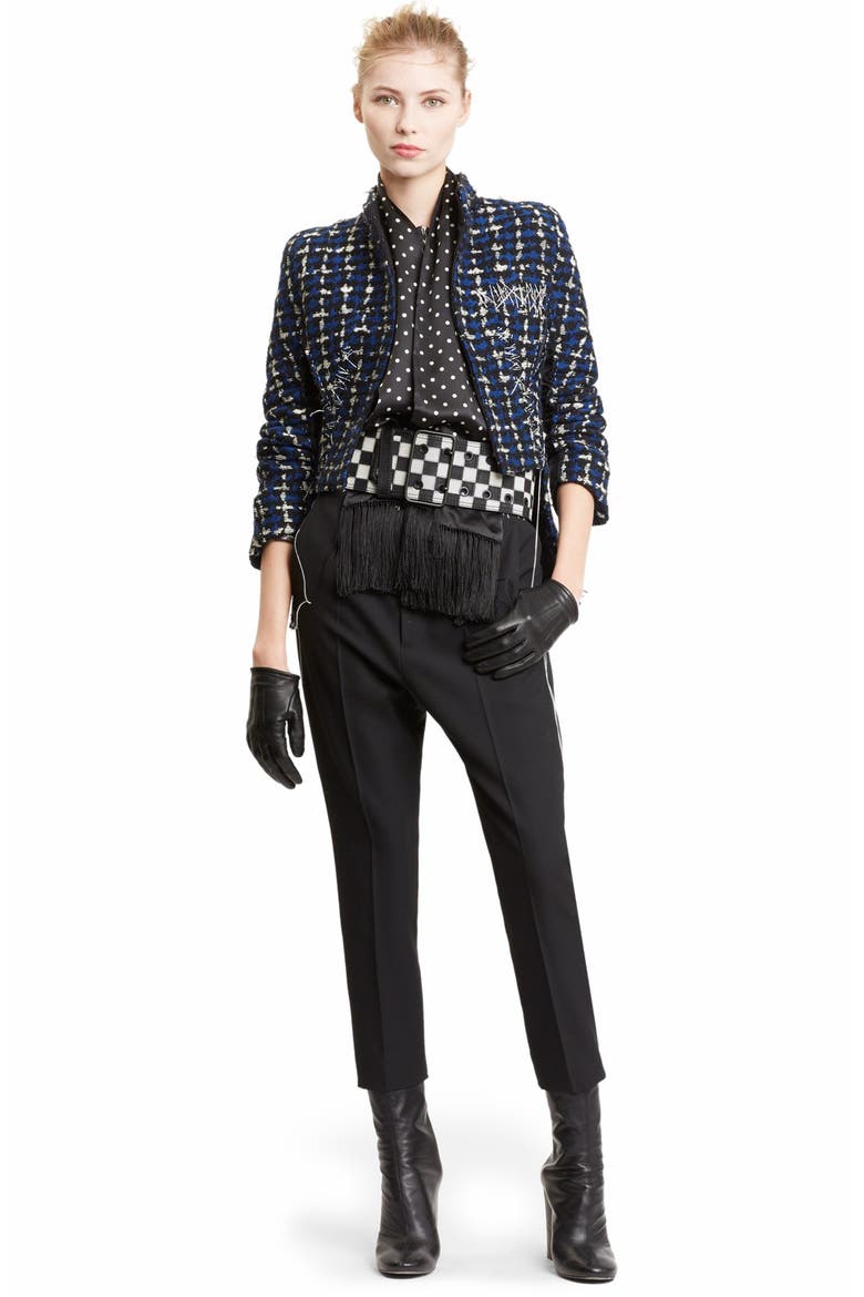 Stitch Detail Tweed Jacket, Main, color, BLUE/ BLK/ WHITE