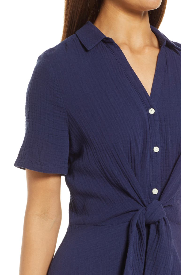 Gauze Vacation Shirtdress, Alternate, color, NAVY PEACOAT
