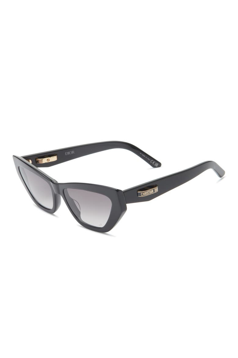 CDior B6I 56mm Gradient Cat Eye Sunglasses, Alternate, color, SHINY BLACK / GRADIENT SMOKE