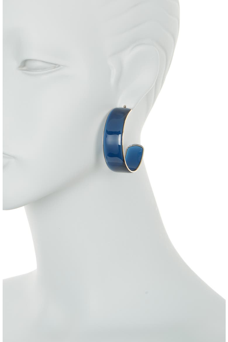 50mm Wide Plastic Hoop Earrings, Alternate, color, NAVY- GOLD