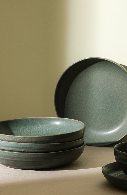 Stone Lain Elio Stoneware 4-piece Pasta Bowl Set In Green