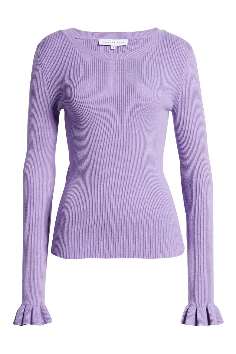 Ruffle Cuff Knit Top, Alternate, color, PURPLE