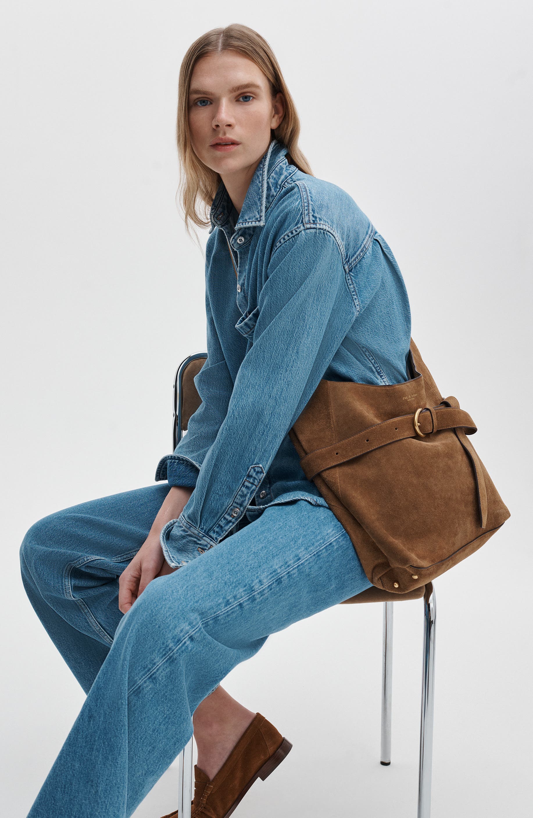 rag & bone Lexington Suede Bucket Bag, Alternate, color, Brown Suede