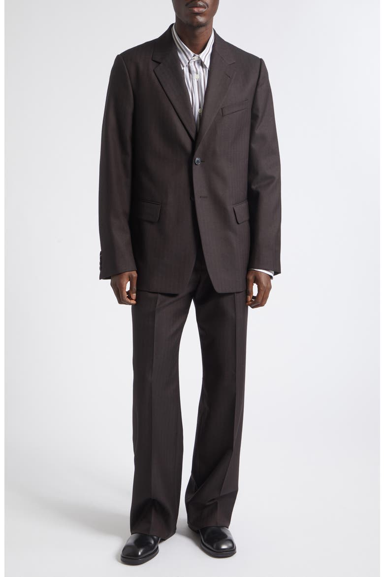 Kiel Tonal Stripe Wool Suit, Main, color, DARK BROWN