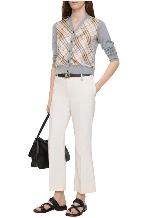 Cropped Wool Flared Trousers