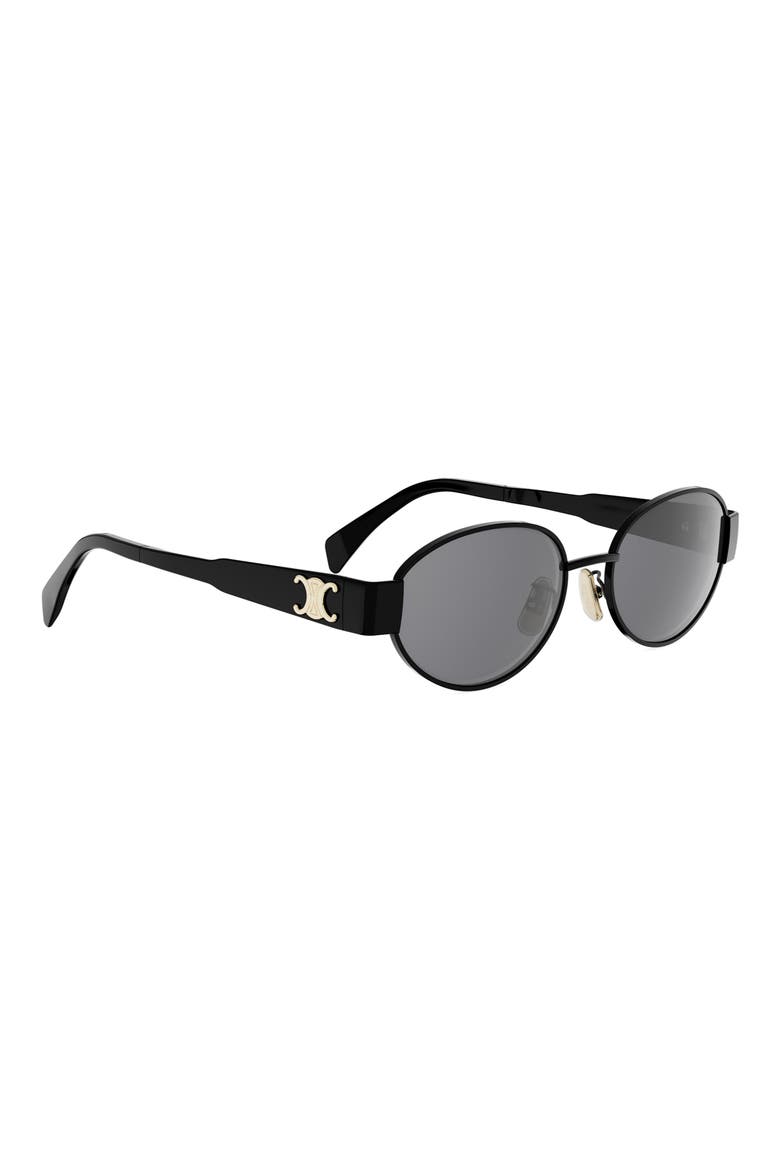 Triomphe 54mm Oval Sunglasses, Alternate, color, SHINY BLACK / SMOKE
