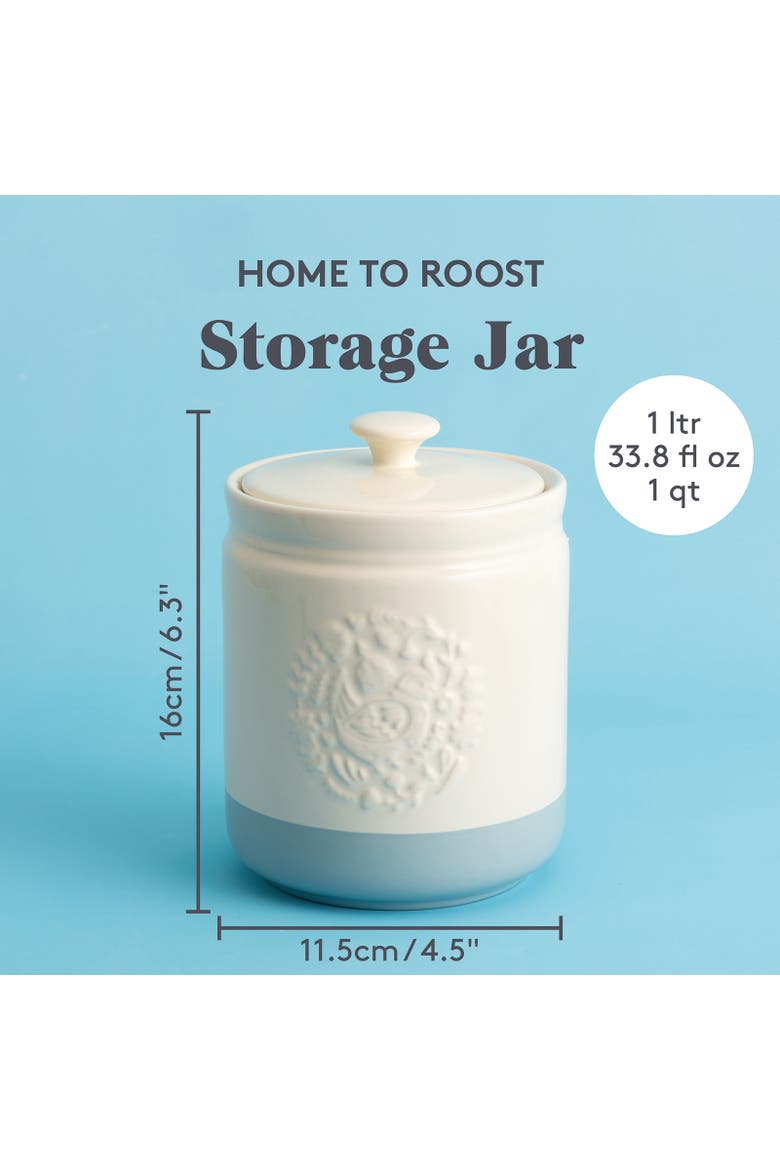 Home to Roost Small Storage Crock, 6" x 4.5", Alternate, color, Blue