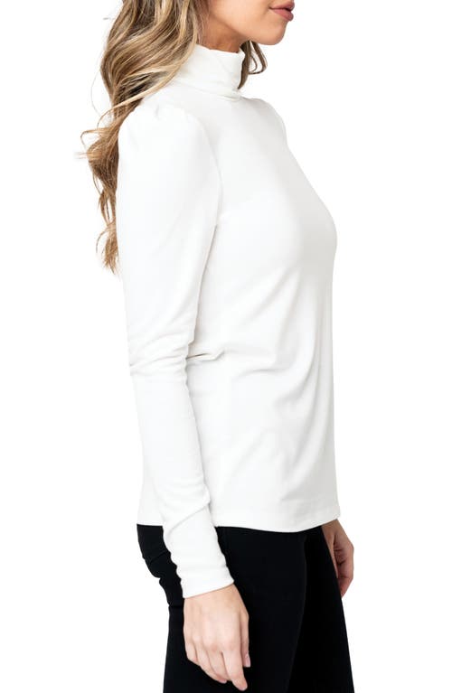 Gibsonlook Puff Sleeve Rib Turtleneck In White