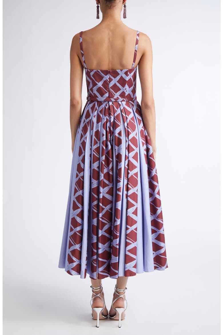 Wavy Plaid Stretch Cotton Bustier Dress, Alternate, color, BURGUNDY/ BLUE