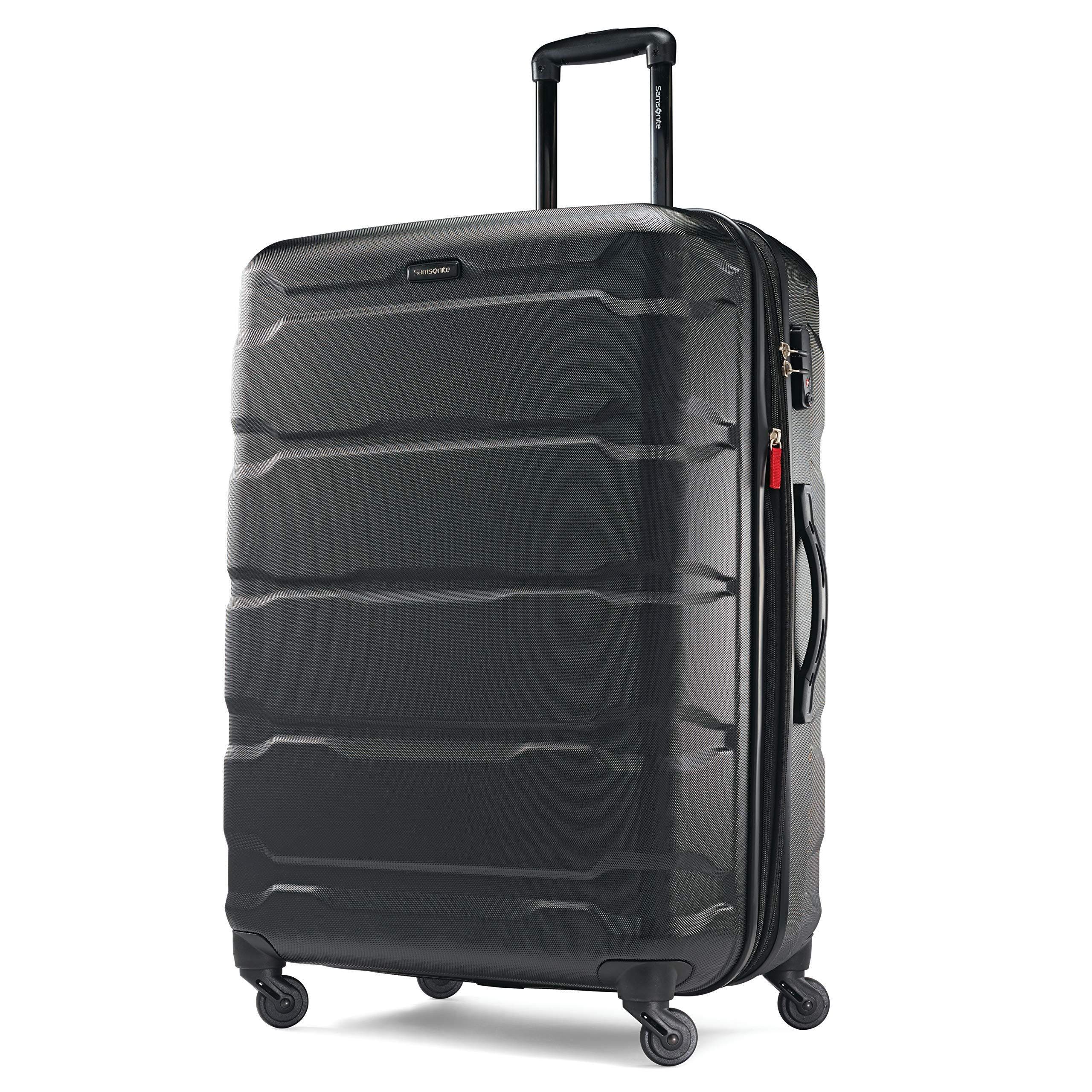 Samsonite Omni PC  Checked-Large 28-Inch Hardside Expandable Luggage with Spinner Wheels, Main, color, Black