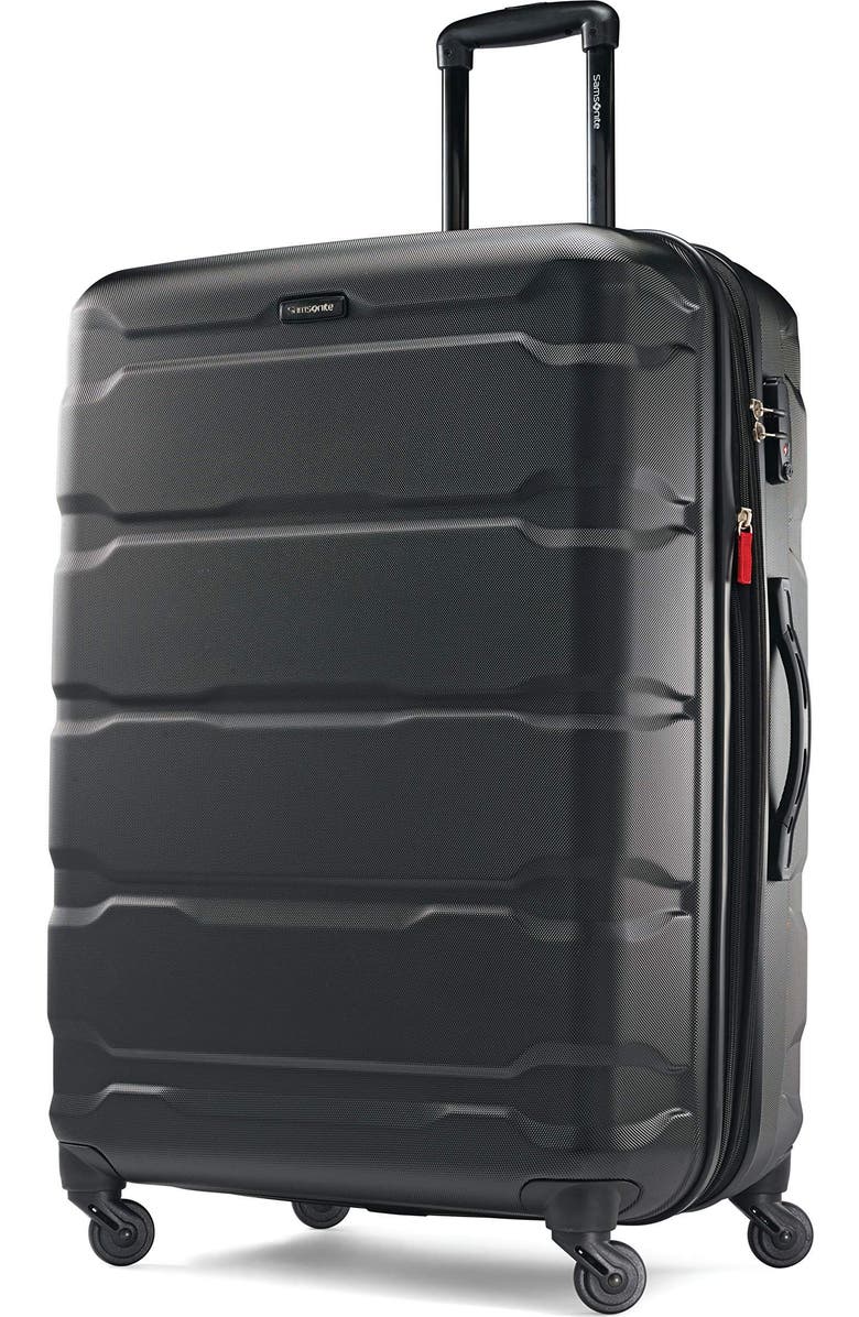Samsonite Omni PC Checked-Large 28-Inch Hardside Expandable Luggage with Spinner Wheels, Main, color, Black