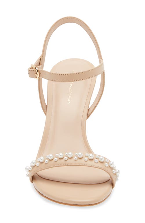 Stuart Weitzman Dancer Faux Pearl Sandal In Golden Beige
