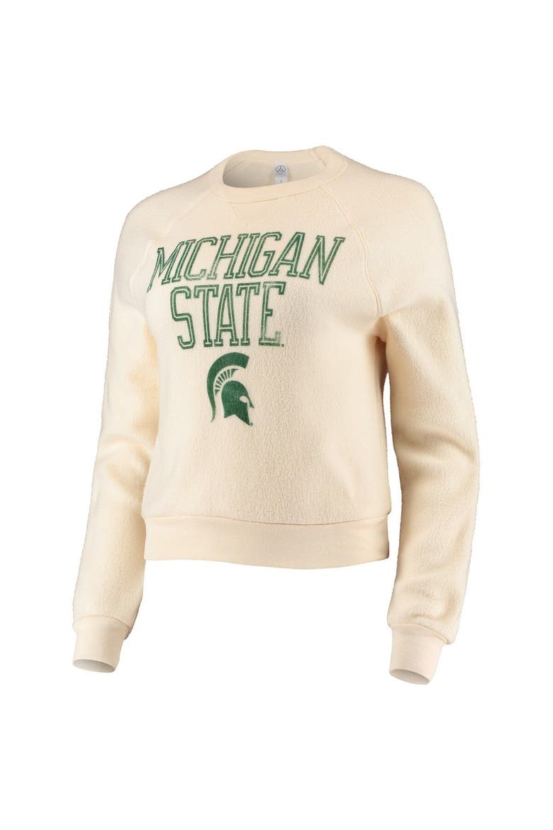 Women's Alternative Apparel Cream Michigan State Spartans Eco-Teddy Baby Champ Tri-Blend Sweatshirt, Alternate, color, Cream