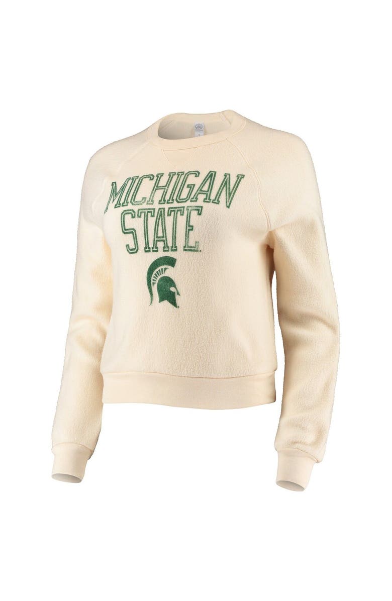 ALTERNATIVE APPAREL Women's Alternative Apparel Cream Michigan State Spartans Eco-Teddy Baby Champ Tri-Blend Sweatshirt, Alternate, color, 