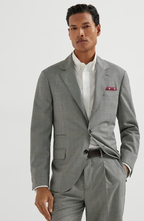Brunello Cucinelli Check-print Virgin-wool Blazer In Gray
