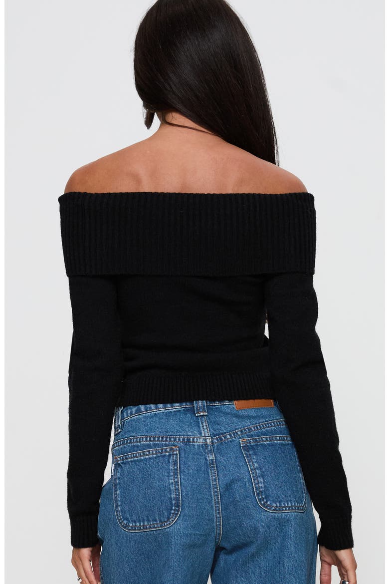 One for Me Off the Shoulder Sweater, Alternate, color, BLACK
