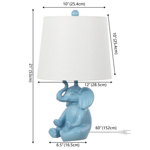 Jonathan Y Kairi Modern Shabby Chic Resin/iron Happy Elephant Led Kids' Table Lamp With Phone Stand In Blue