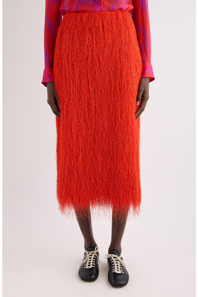 Sonka Tris Fringe Midi Skirt, Main, color, RED