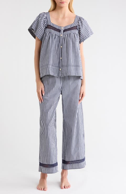 Lace Trim Cotton Poplin Pajamas