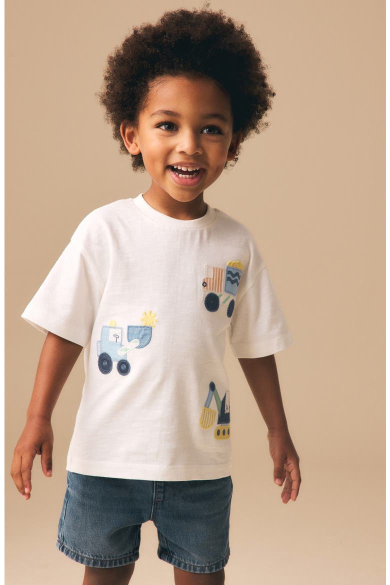 Kids' Digger Appliqué Cotton T-Shirt, Alternate, color, NEUTRAL