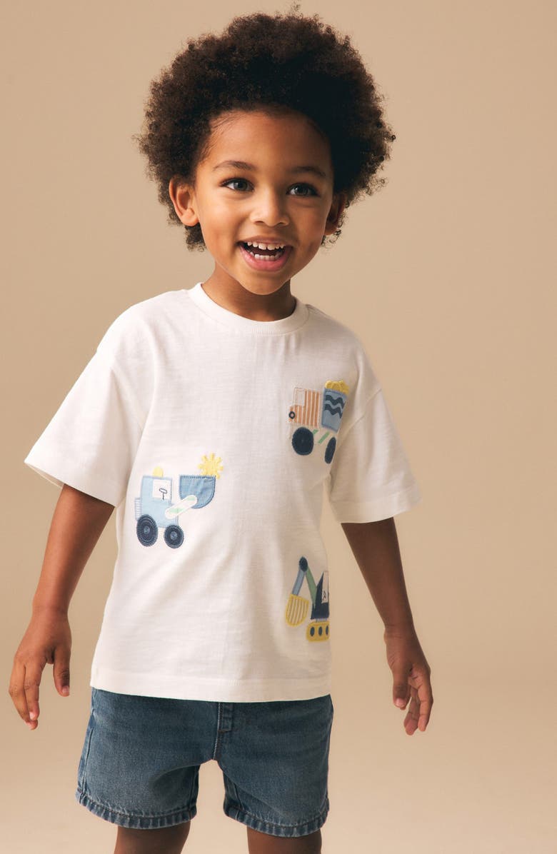 NEXT Kids' Digger Appliqué Cotton T-Shirt, Alternate, color, Neutral