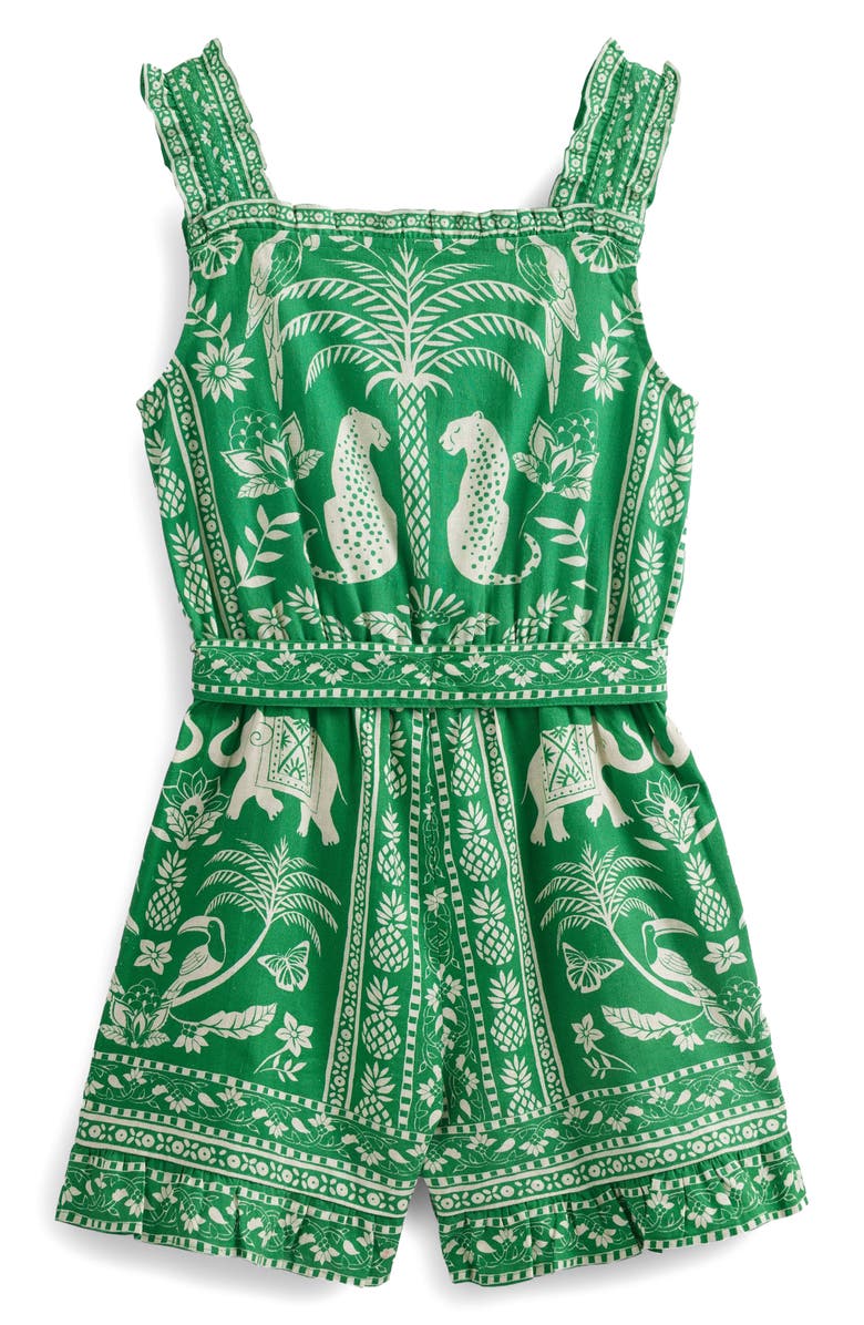 Mini Boden Kids' Tropical Print Linen & Cotton Romper, Main, color,