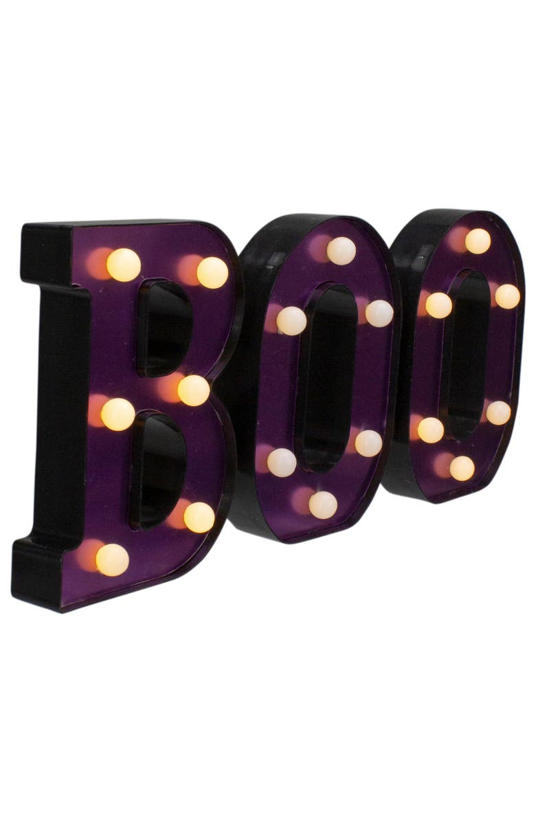 Northlight LED Lighted "BOO" Halloween Marquee Sign - 6.5" - Purple, Alternate, color, 
