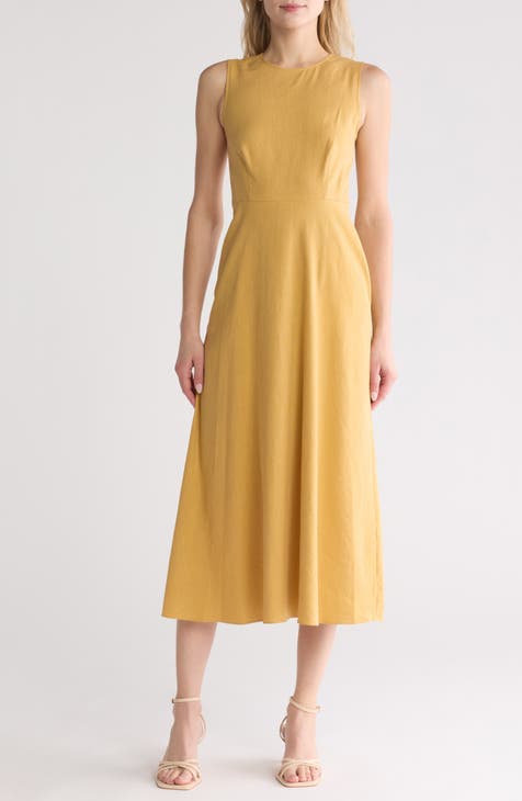 Linen Blend A-Line Dress