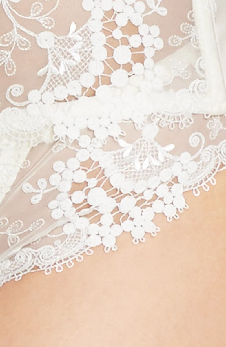 Simone Perele 'Wish' Embroidered Tanga Thong, Alternate, color, Ivory