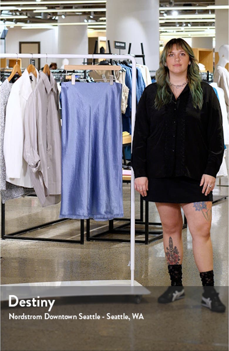 Frayed Trim Satin Midi Skirt, sales video thumbnail