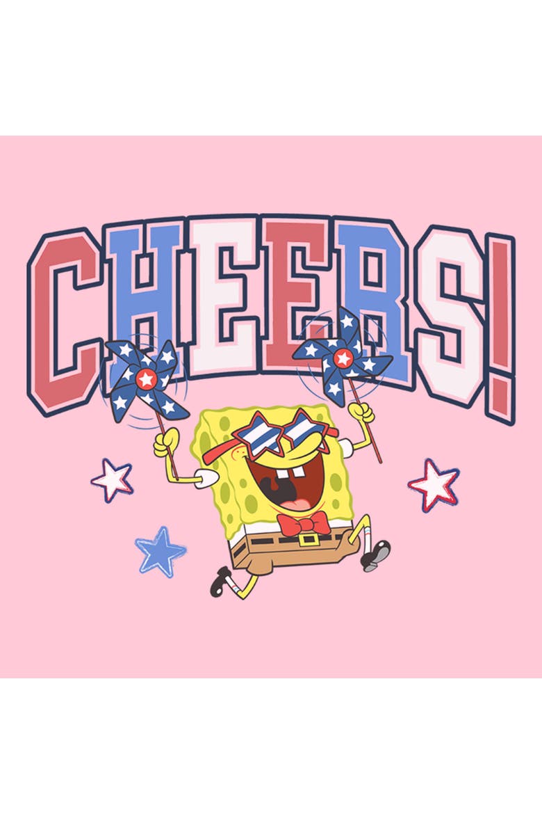 Girl's SpongeBob SquarePants Cheers Celebration  Graphic T-Shirt, Alternate, color, Light Pink