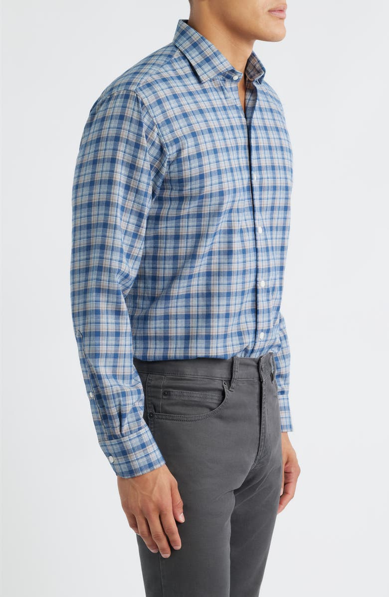 Peter Millar Whitecap Plaid Flannel Button-Up Shirt, Alternate, color, Blue Haze