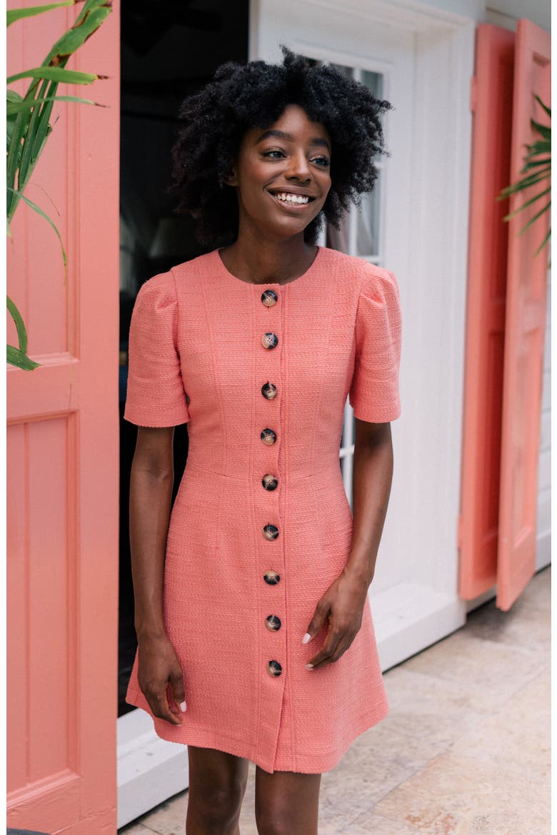 Kathleen Button Front A-Line Dress, Alternate, color, SALMON