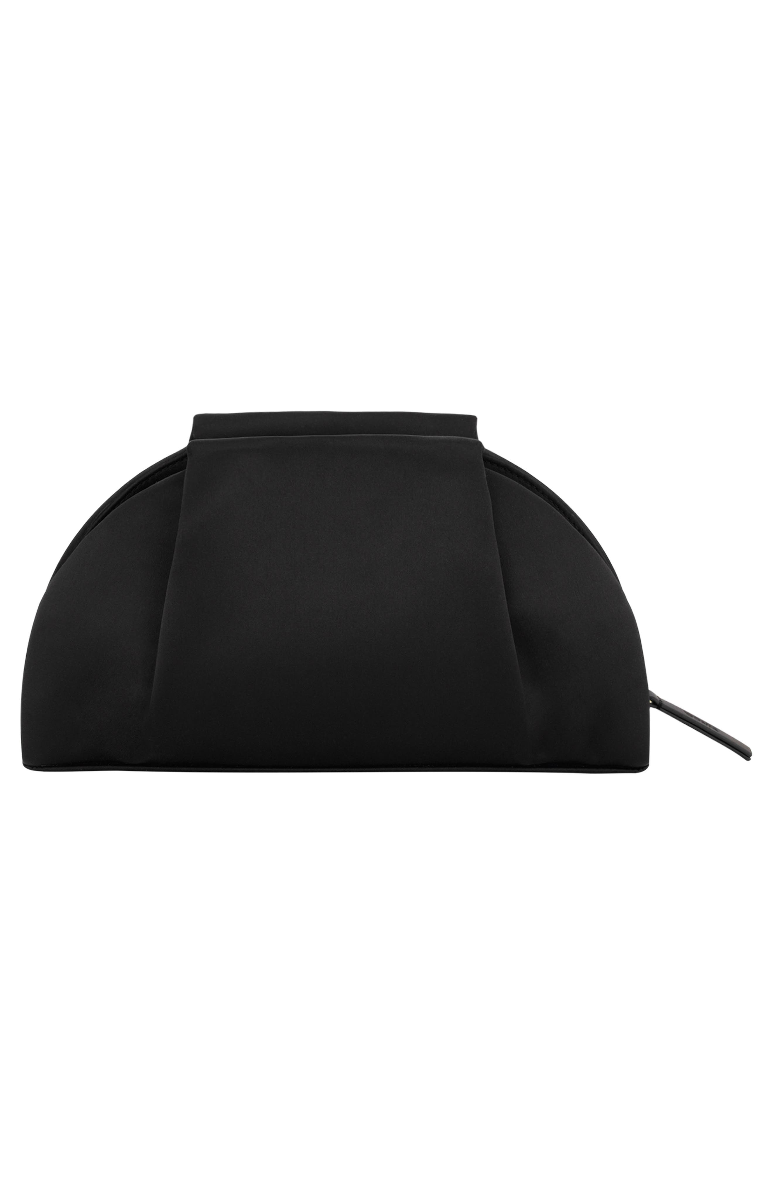 Ava Satin Clutch, Alternate, color, BLACK