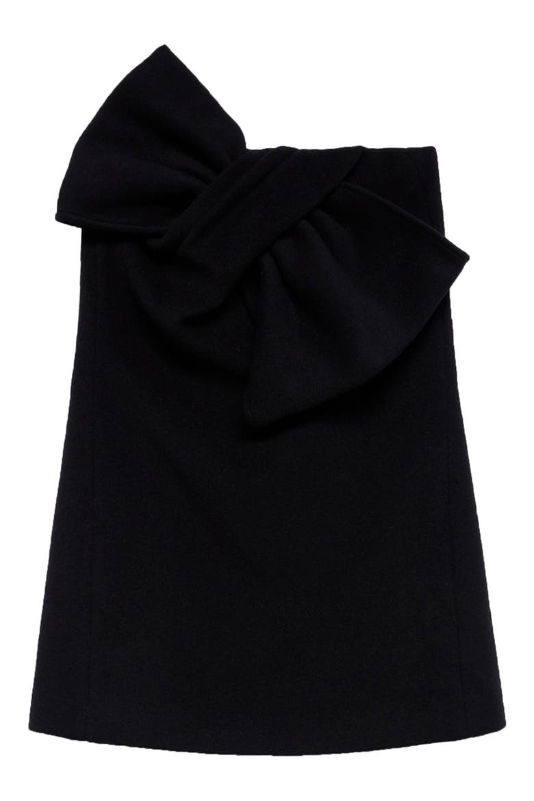 Bow Strapless Minidress, Alternate, color, WOOL BLEND BLACK