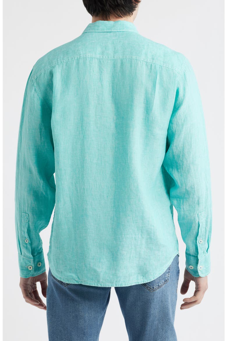 Paradise Breezer Linen Button-Up Shirt, Alternate, color, LIGHT NEPTUNE GREEN