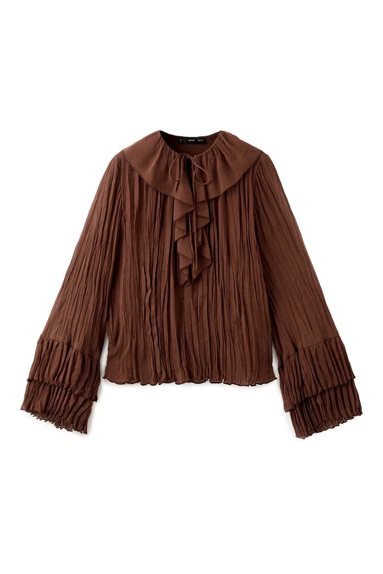 Busa Ceci Ruffle Crinkle Top, Alternate, color, BROWN