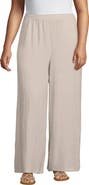 Lands' End Plus Size Linen High Rise Palazzo Pants - Set Bottom
