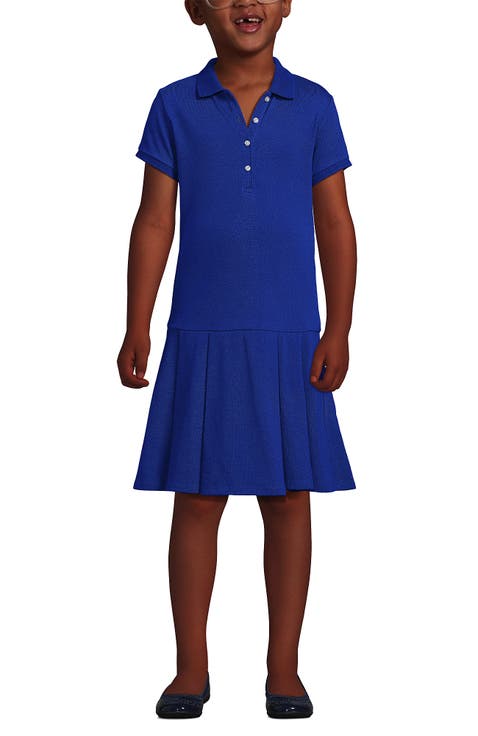 School Uniform Girls Short Sleeve Mesh Pleated Polo Dress