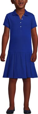 Lands' End School Uniform Girls Short Sleeve Mesh Pleated Polo Dress