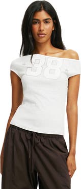 Cotton On Women's Off Shoulder Graphic Tee