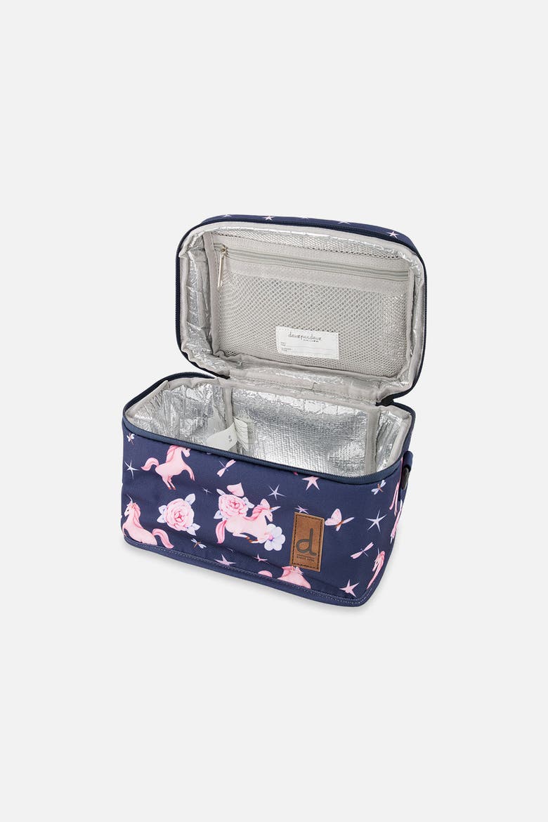 Unicorn Charming Practical Spacious Lunch Box, Alternate, color, Navy Unicorn Print