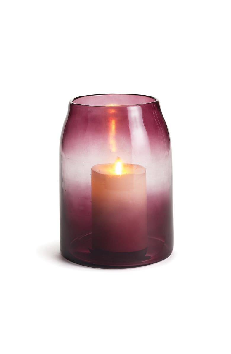 Napa Home & Garden 6" Maarten Purple Hue Hurricane Glass LED Small Candle Holder, Main, color, Purple